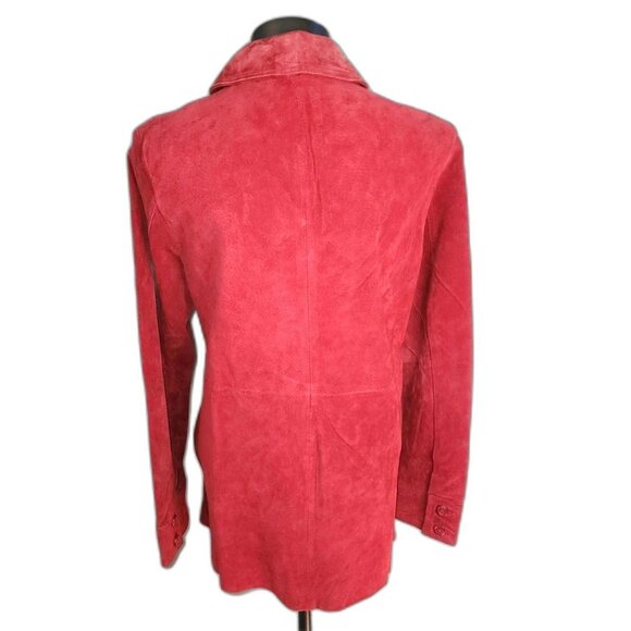 Vintage Red Suede Leather Jacket by Jaclyn Smith Button-Front Womens Size M - Picture 2 of 12